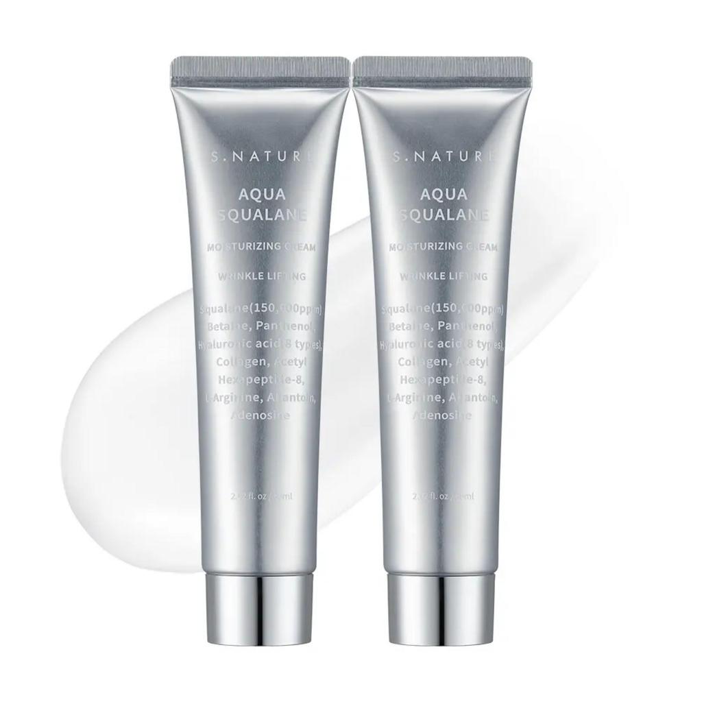 S.NATURE Aqua Squalane Moisturizing Cream 60ml Double Pack (+Mini Mirror)