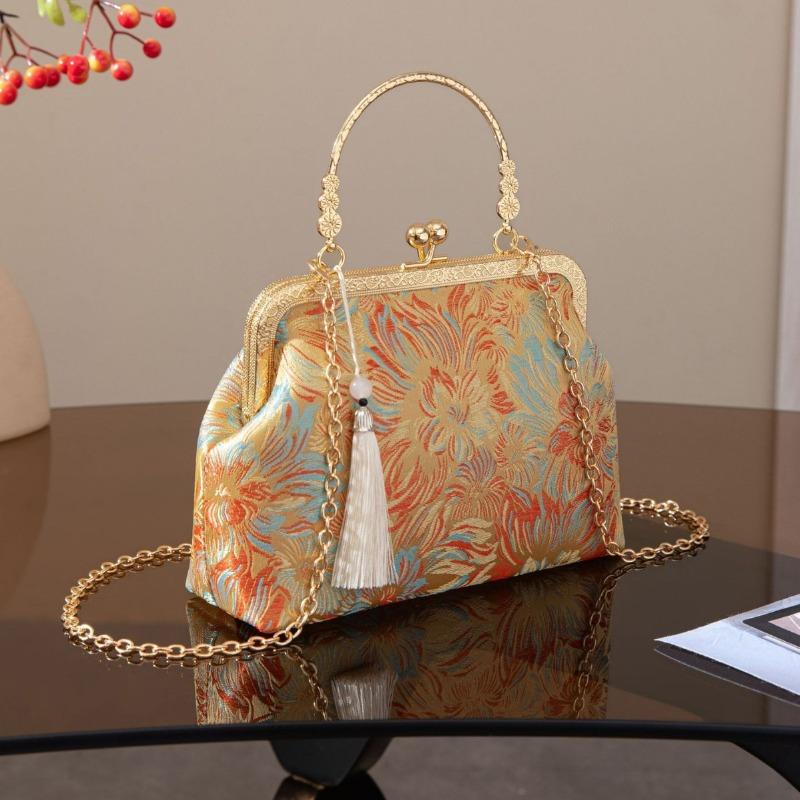 Handbag New Song Jinbao Retro Flower Cheongsam Dinner Bag Ladies Crossbody Bag Chain Party Bag