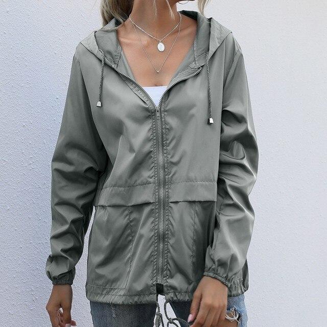 Women's Jacket Autumn Spring Outdoor Wear Tactical Waterproof Windbreaker Women's Hooded Jackets In Hip-hop Style Windproof Pilot Coats