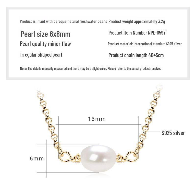 Double Layer Freshwater Pearl Choker Necklace, S925 Sterling Silver, 18k Gold Plated, Gift for Christmas and Qixi