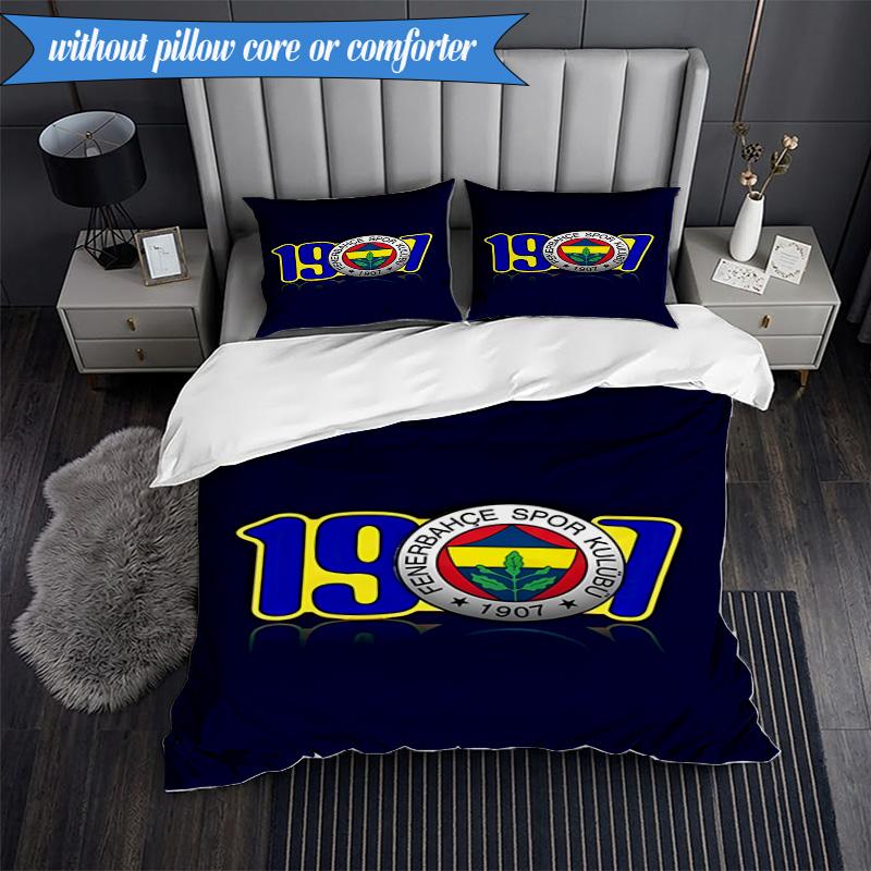 3PCS Fenerbahçe Crest Design Bedding Set 2D Printing (Includes 1 Duvet Cover + 2 Pillowcases Coreless), Bedroom decor,Fan Gift
