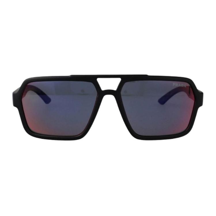 Prada Red Striped Logo Irregular Shape Sunglasses Men Sunglasses Black 0PSA06SDG008F