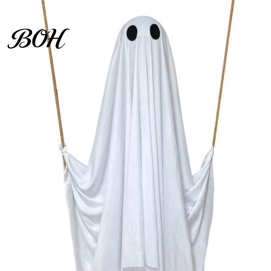 Weather Resistant Decor Halloween Hanging Swing Ghost Decoration, Light Up Large Spooky Outdoor Decorations On A for Outside Garden Yard Porch