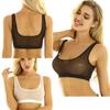Women Sleeveless Mesh Top Bralette Bra Deep U Neck Vest Tank Crop Tops