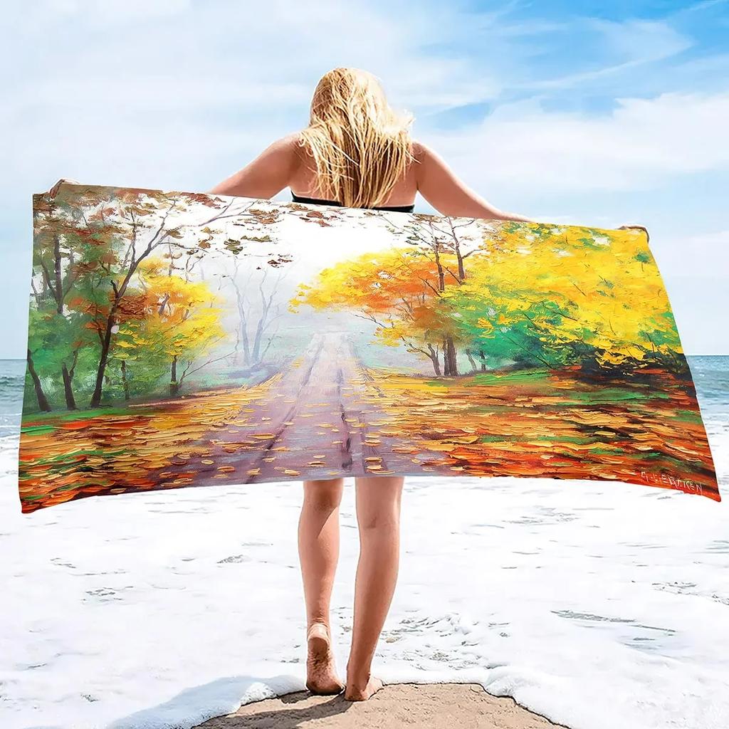 Peinture à l'huile France Paris Tour Eiffel Serviette de Plage Très Absorbante,Séchage Rapide,Serviettes de Plage Grandes Surdimensionnées,Sans Sable,Serviette de Bain