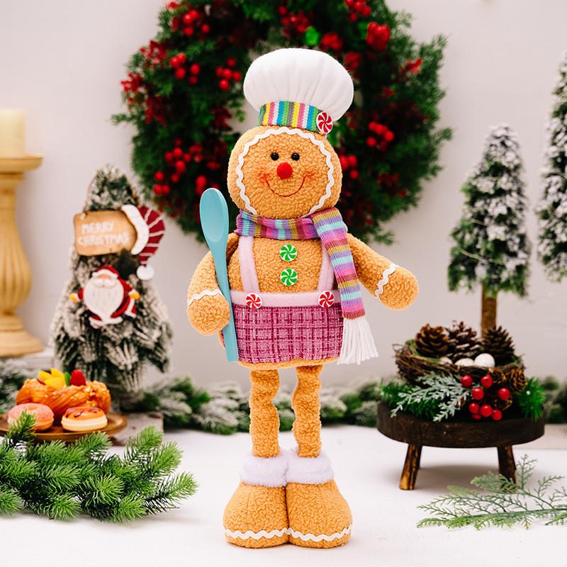 Colorful Stretchable Gingerbread Man Doll Festive Christmas Decor For Window Display