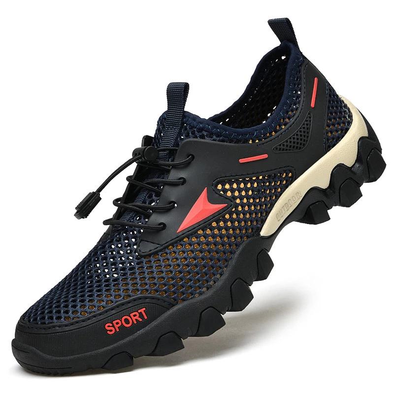 Summer Men Casual Sneakers Breathable Mesh Sandals Mens Soft Loafers Wading Shoes Non-Slip Men Outdoor Hiking Shoes Beach Shoes