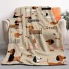 1pc of Classic Warm Dachshund Delight Print Flannel Blanket – Perfect for Cozying Up At Home or While Traveling