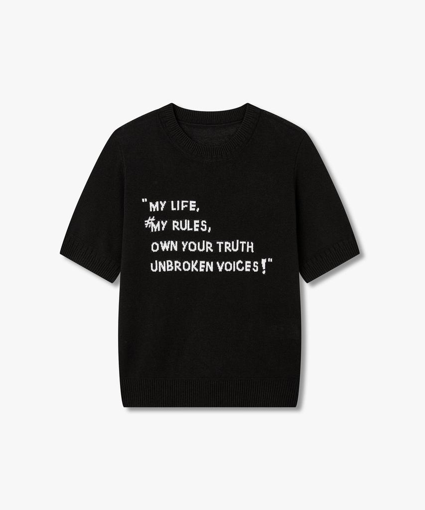 Bobeu Lettering Jacquard Knit Pullover_Black 7156350003