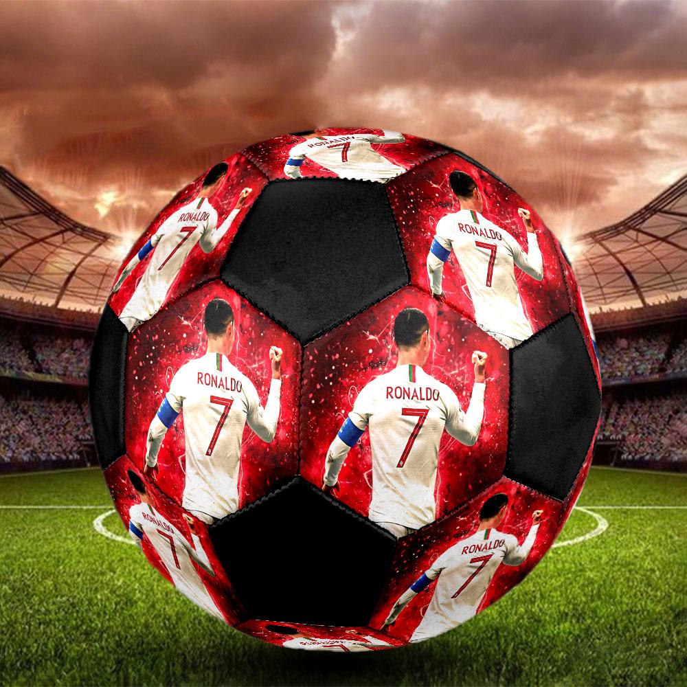 CR7 Print Size5 Soccer Ball, Colorful, Suitable for All Ages, Machine-stitched, PVC Material, Competition Grade,durable and High Bounce