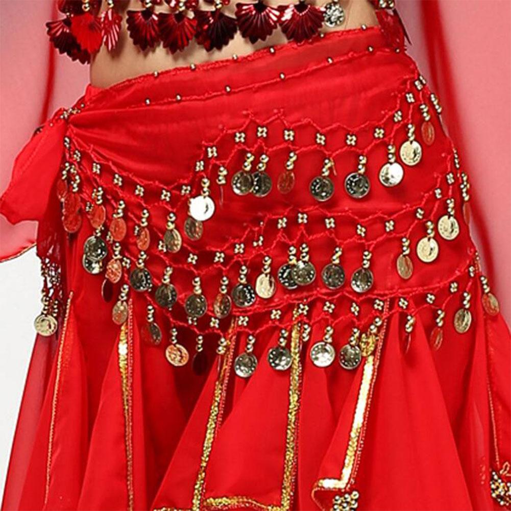Belly Dance Women's Costume Hip Scarf Accessories Waist Chain Belt Skirt 3 Rows Gold Silver Coins