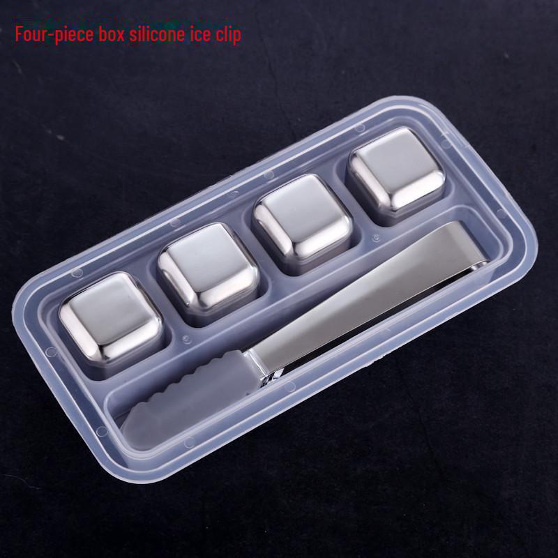 Gold Stainless Steel Whiskey Ice Cubes Set - Metal Quick-Freeze 304 Steel for Whiskey, Wine, and More