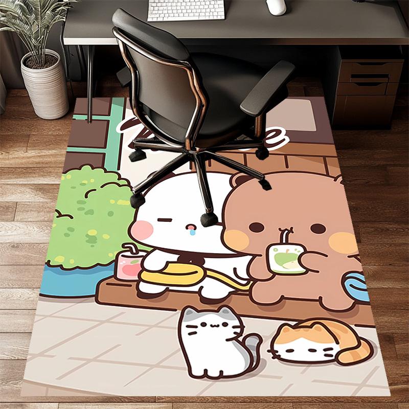 Custom Yier BuBu Bear Mat Personalized Name, Polyester Washable Indoor Entryway Rug, Gift for Christmas, Easter, Thanksgiving Day