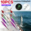 10/20PCS 5.5g/7.5CM Luminous Fishing Bait Octopus Cuttlefish Simulation Squid Hook Fluorescent Fishing Bait Squid Jig For Fishin
