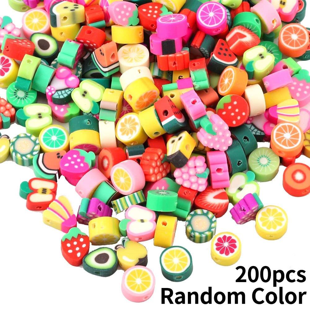 50/100/200pcs Fruit Polymer Clay Beads Mixed Fruit Beads Spacer Beads for Bracelet Necklace Jewelry Making