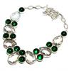 Chrome Diopside, White Topaz 925 Sterling Silver Jewelry Necklace 18" SU-9824