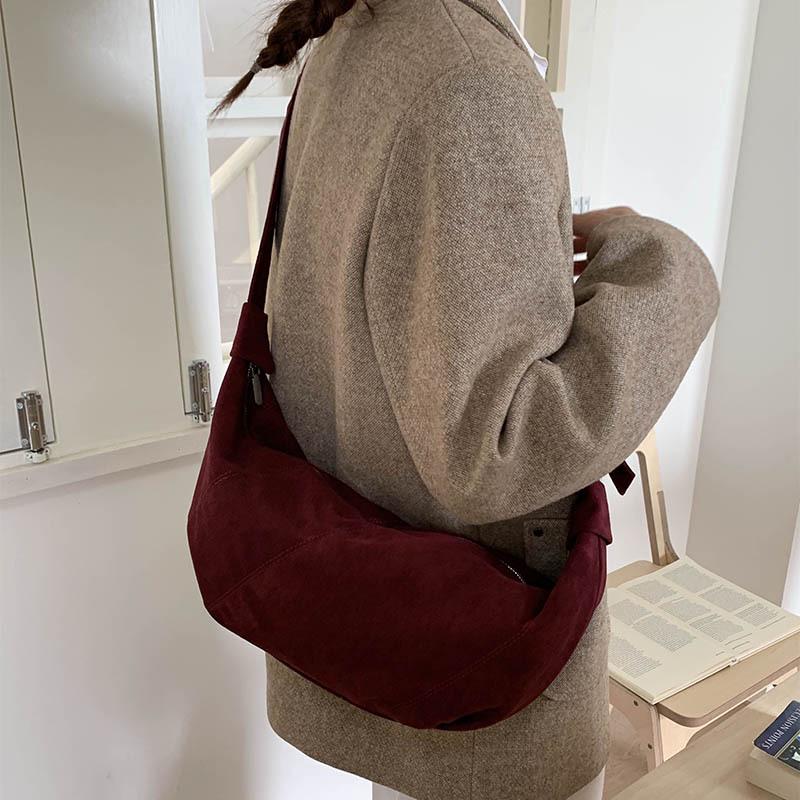 Vintage Suede Croissant Bag 2025: Stylish, Versatile, Large-Capacity Shoulder Bag