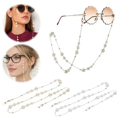Trendy Pearl Beaded Sunglass Chain Adjustable Anti Drop Eyeglass Lanyard Nonslip Hanging Cord Mask Strap Women Accessory