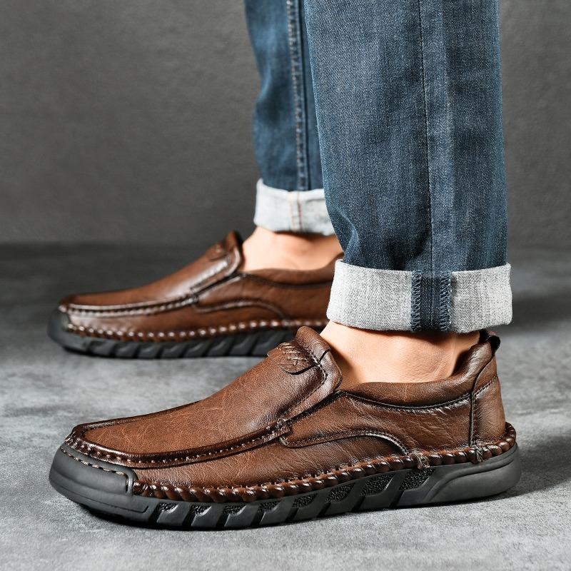 38-46 HOHO FAIR Spring/Fall Outdoor Leather Shoes Mens Car Driving Shoes Leather Large Size Ankle Boots Casual Shoes