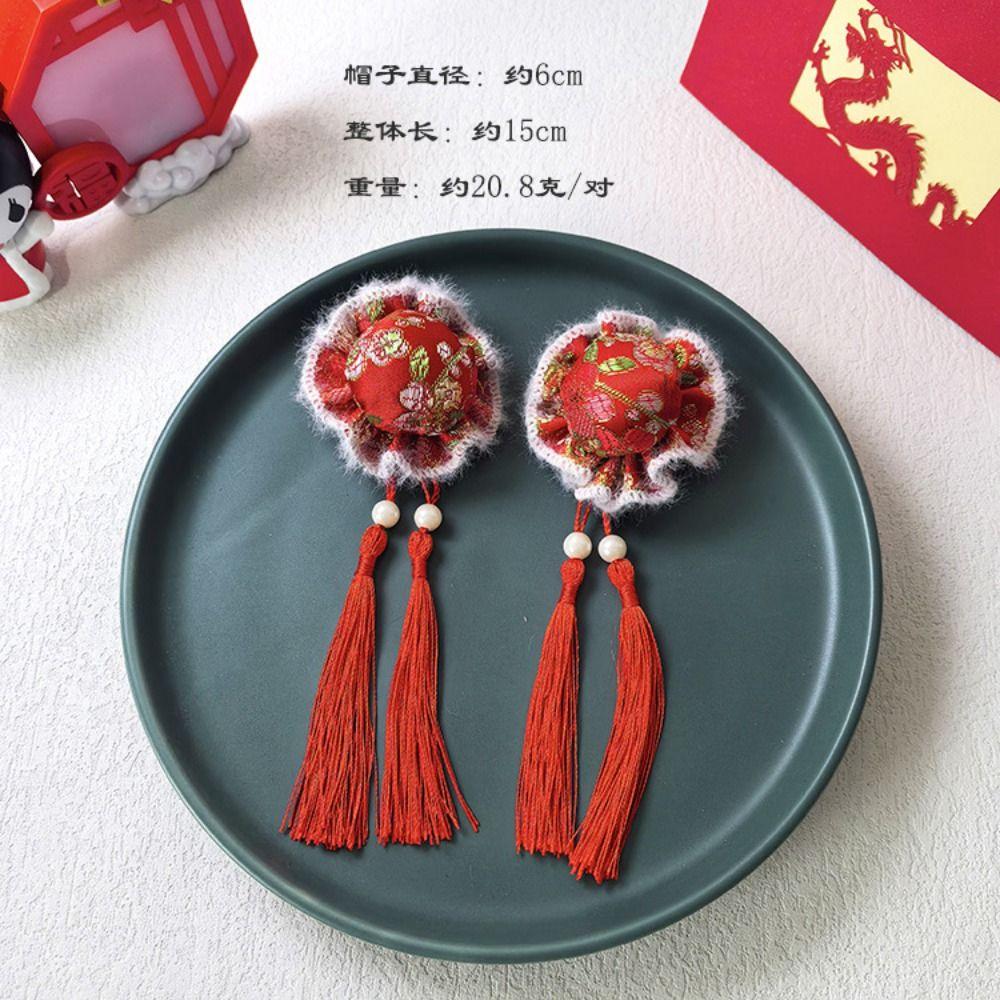 Tassel Children Red Bow Hairpin Plush Hanfu Hair Sticks Lovely Ancient Style Hairpin Children