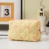 Large Capacity Plaid Bow Cosmetic Bag - Fashion Fresh Design | Portable Makeup Storage, Travel Wash Bag & Organizer Pouch