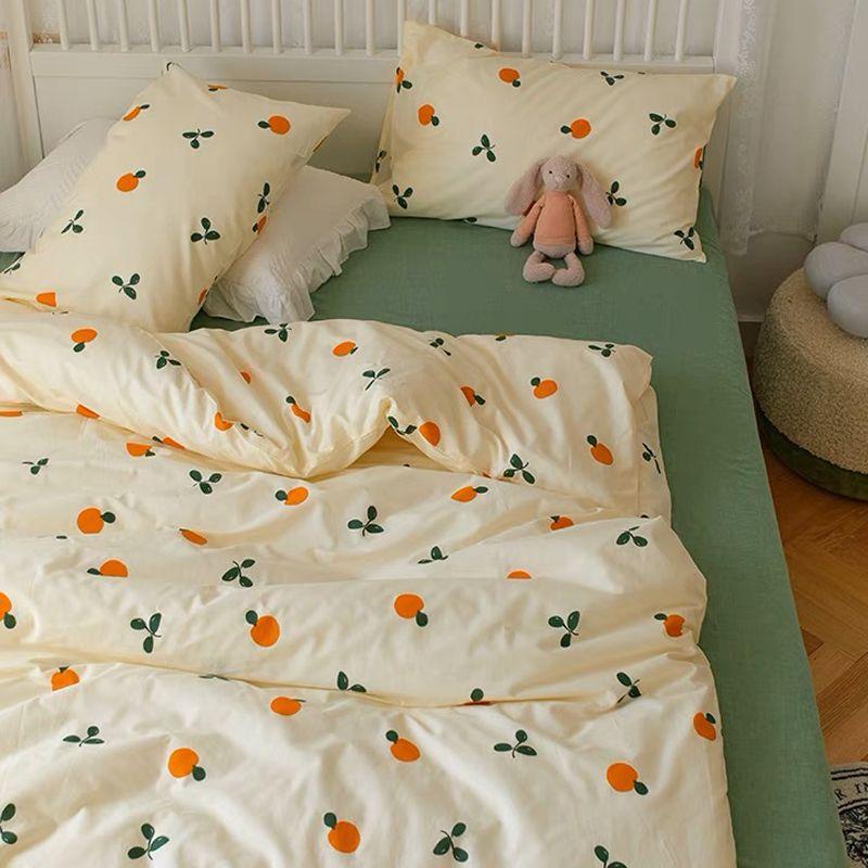 Retro Style Single Quilt Cover Single Piece Skin-friendly Dormitory Single Double Bedding Four-piece Set