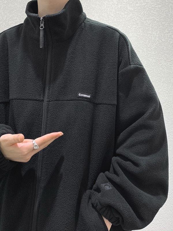 Men's Trendy Fleece Cardigan: Warm Loose Outerwear for Autumn/Winter Sports & Casual Workwear