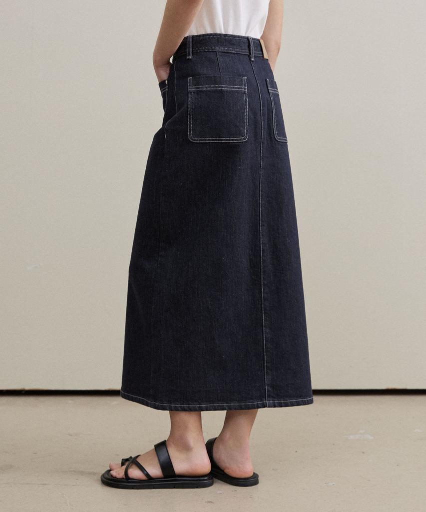 Artid Selby Pocket Slit Denim Skirt_Blue