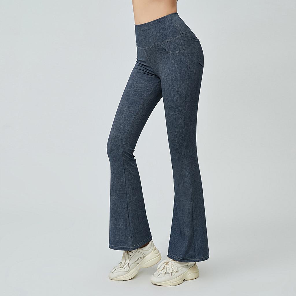 Dam Vår Elastiska Högmidjade Mikro-Croppade Jeans Vida Ben Förlängda Utsvängda Byxor