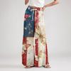 Dames wijde broek met trekkoord Hoge taille Losse pasvorm Sterrenprint Casual broek met zijsplitten voor de zomer