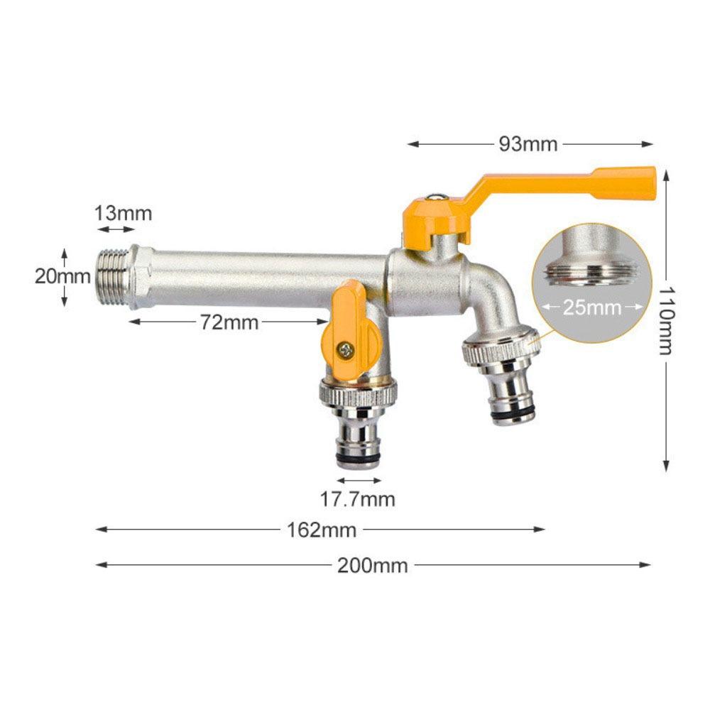 2-Way Garden Hose Faucet Adapter Ball Valve Anti Freezing IBC Water Tank Connector Wall Mounted Heat-resistant