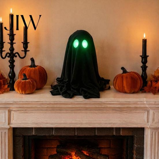 Spooky Party Decorations for Festival Halloween Ghost Decoration, Glow In The Dark Standing Ghost, Realistic Decor Small Black Fabric Tabletop,