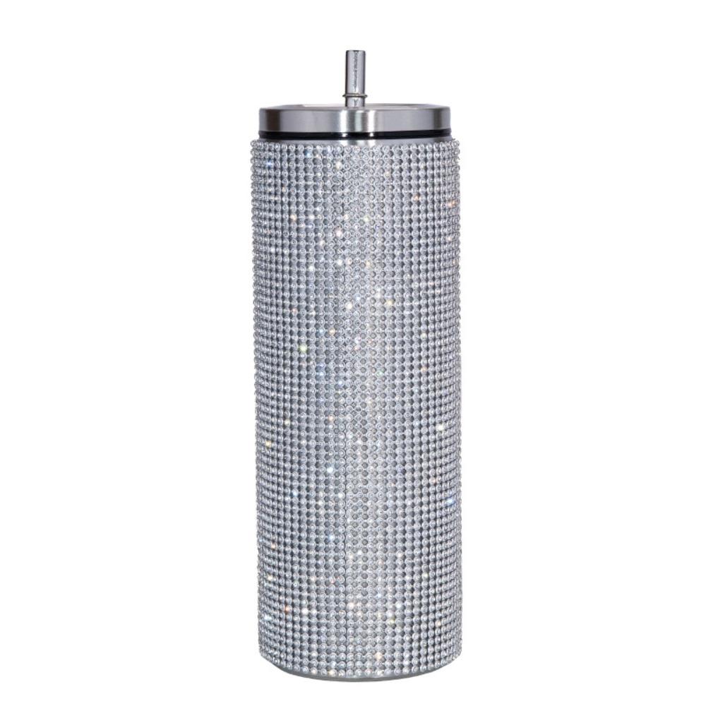 600ml Rhinestone Thermos Bottles Bling Vacuum Flasks Drinkware Straight Tumbler  Outdoor Activities