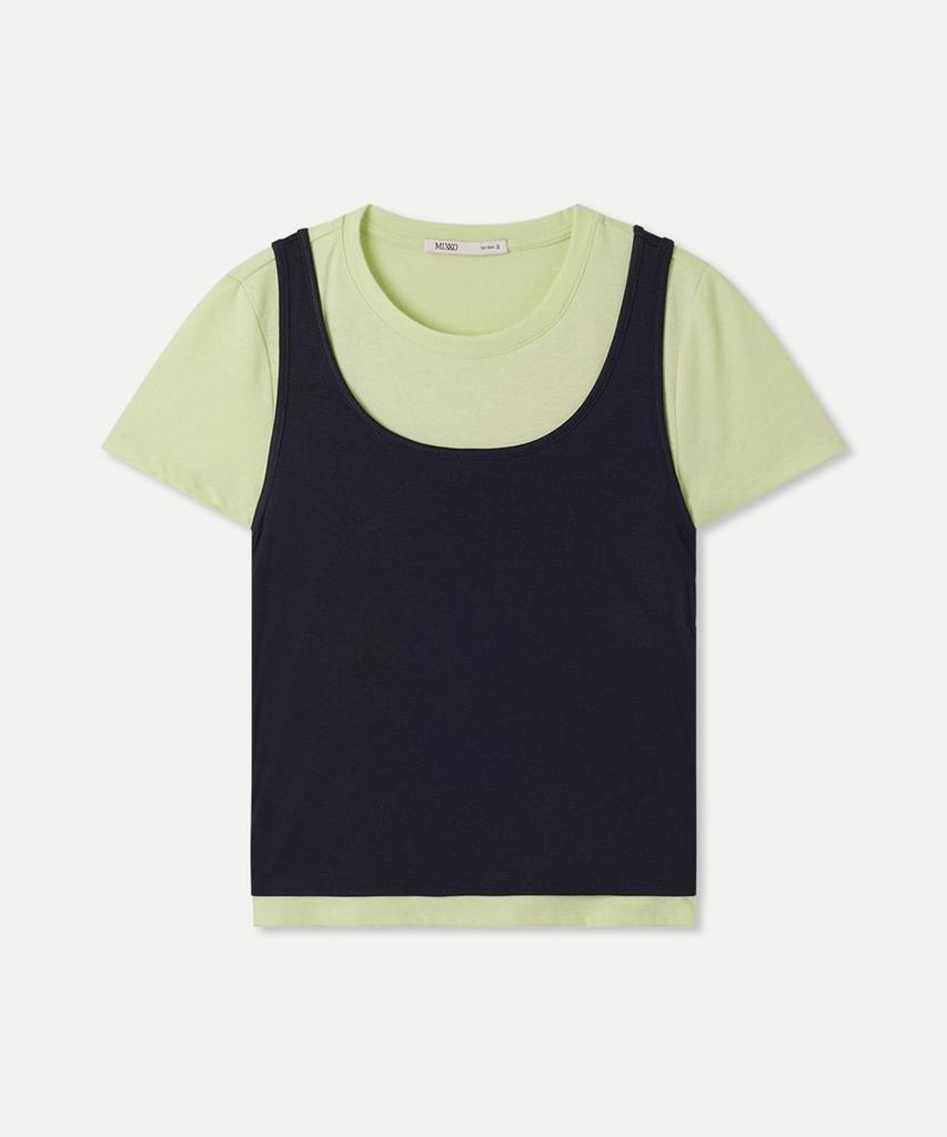 MIXXO Sleeveless Layered Short Sleeve T-Shirt Re Hwg47Ss_Miwhwg86Qa