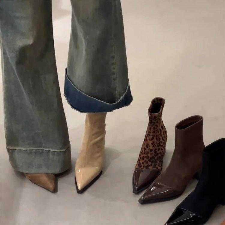 2024 Winter New Brand Women Ankle Boots Fashion Thin Low Heel Ladies Elegant Short Boots Round Toe Outdoor Dress Pumps
