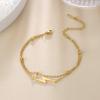 Teamer Bohemia Double Layer Stainless Steel Anklets For Women Lightning Pendant Foot Chains Bead Chain Beach Ankle Leg Jewelry