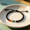 Adjustable Braided Bracelet Rainbow Beads for Men Women, Handmade Cute Small Gift Friends String Bracelet, Woven Rope Wristband Colorful Rice