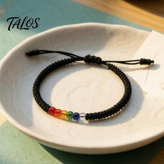 Adjustable Braided Bracelet Rainbow Beads for Men Women, Handmade Cute Small Gift Friends String Bracelet, Woven Rope Wristband Colorful Rice
