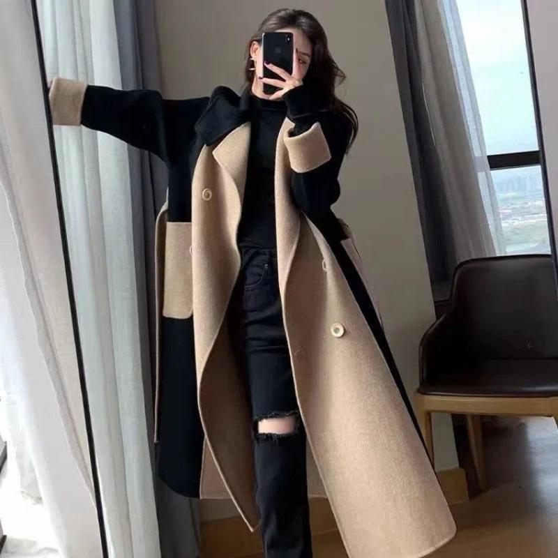 Damen S Locker Übergröße Langer Mantel Mit Gürtel Winter Elegant