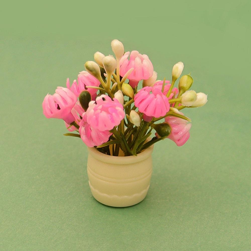 3pcs Plastic Green Luo Plant 1:12 Finished Flower Vase Potted Plant Doll House Accessories