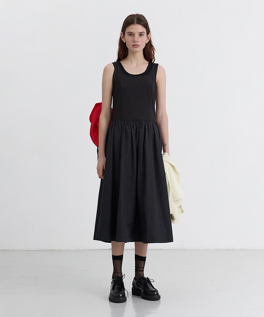 Deonseuteu Jersey Mixed Long Dress_Uddr5B223_Black