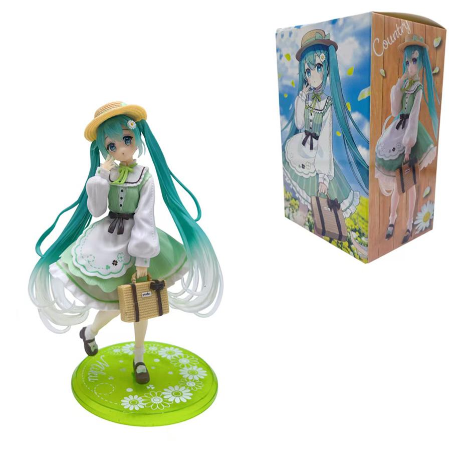 Hatsune Miku Desktop Cute Action Figure 20cm Neko Ears T-Shirt Ver Anime Figurine Kawaii Girl Model Toy Adorable Decor Gift