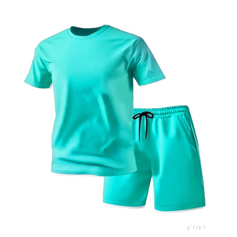 Mens Breathable Mesh 2-Piece Sportswear Set - Short Sleeve Tee Shorts Running Casual Wear