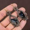 Natürlicher Schwarzer Obsidian Edelstein Handgefertigter Kupferdraht Wickel Ohrring 2.76 U7E22