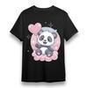 Damen Übergröße T-Shirt mit Kawaii Panda Grafik Unisex Schwarz 100% Baumwolle T-Shirt