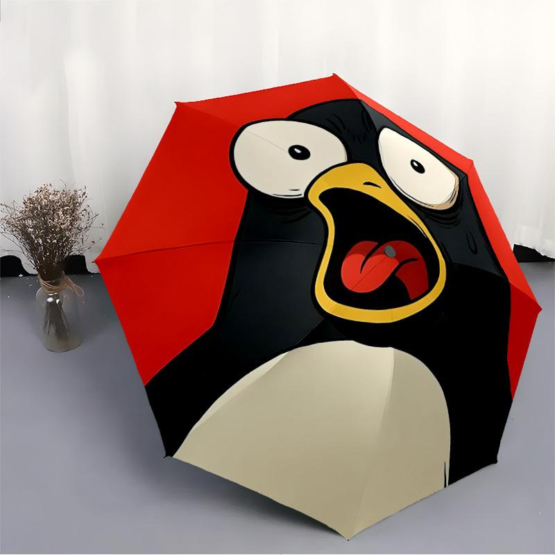 1 pièce Parapluie Cercle Pingouin Ouverture/Fermeture Automatique avec Bouton One-Touch, Conception Coupe-Vent Parapluie Portable Léger pour Femmes & Hommes6033