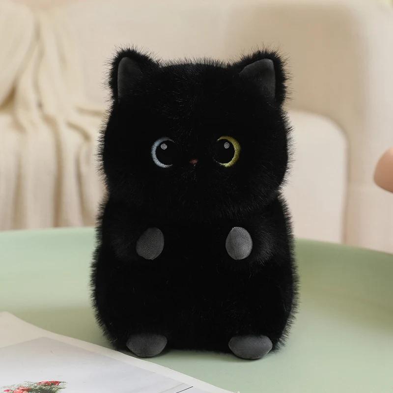 Soft Fluffy Siamese Cat Plush Toy Cute Sitting Cat Stuffed Animal Cuddly Cat Plushie Soothing Doll For Girl Birthday Gifts