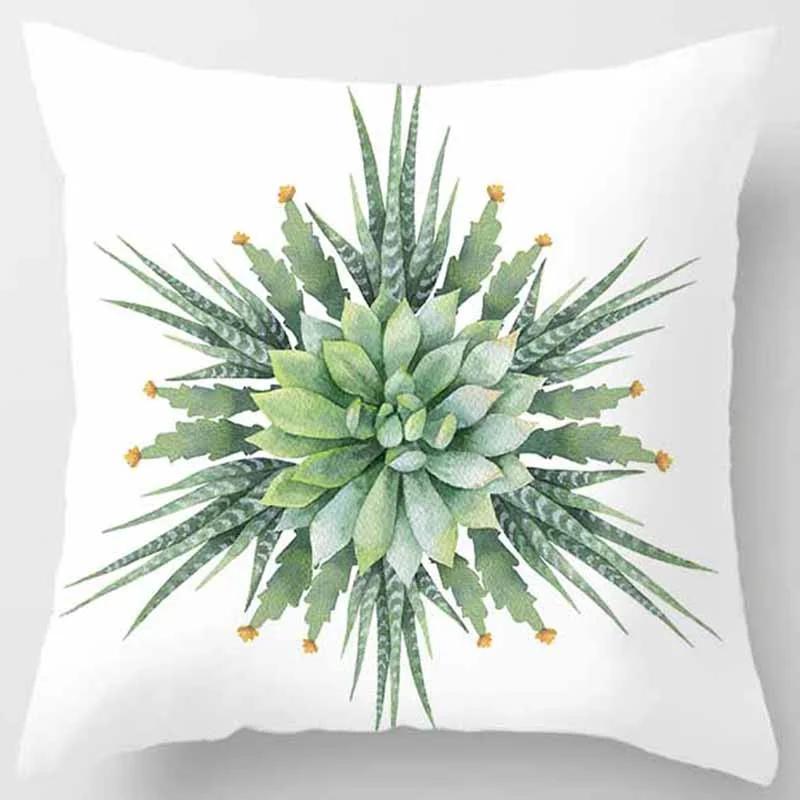 Printed Square Cushion Cover Botanical Cactus, Pillowcase for Sofa, Car, Bedroom, Home Decoration