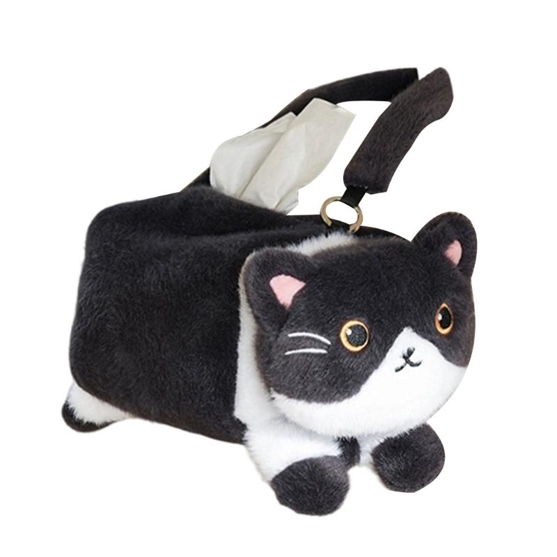 Adorable Plush Tissue Holder for Auto Featuring Hanging Installation Practical Mount for Daily Driving