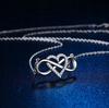Dames Zilveren Ketting Lang Zirconium Hart Oneindigheid
